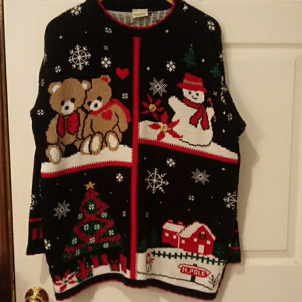 GOLD ROSETTES XMAS SWEATER
